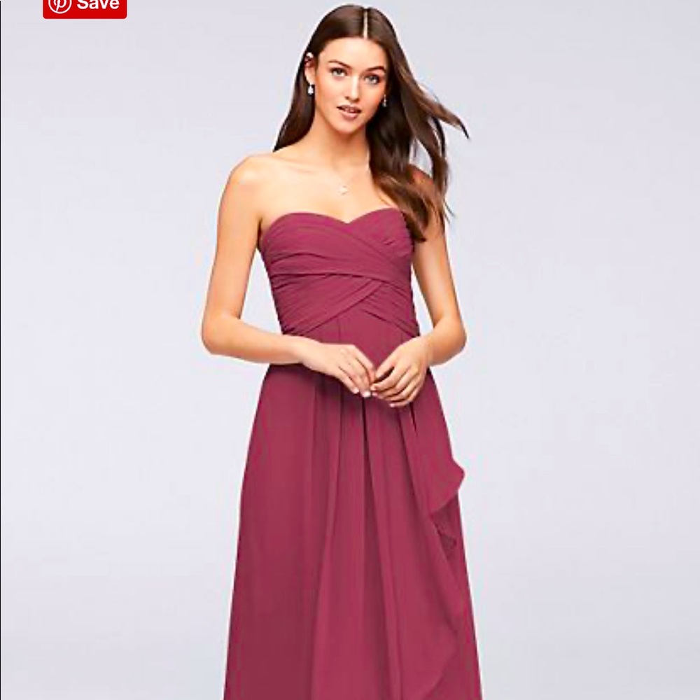 David bridal cranberry dress with cascade skirt